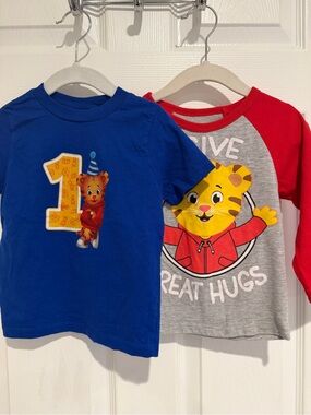 Daniel Tiger Toddler Shirt Bundle 2T First Birthday Tee & Great Hugs Raglan